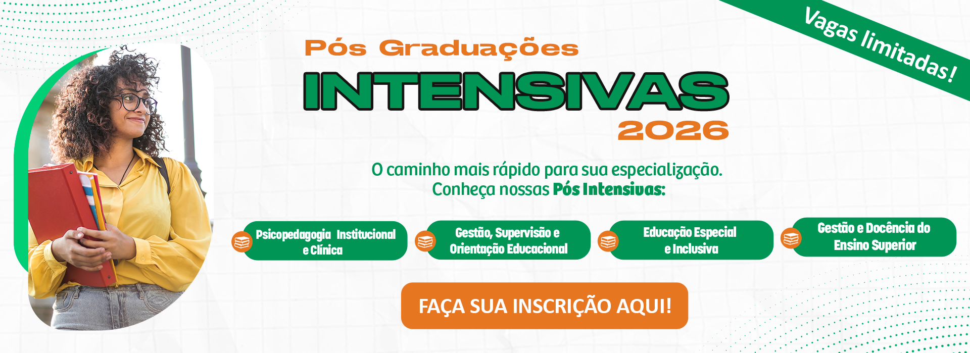 Banner do Vestibular 2026 para os cursos de Pedagogia e Teologia